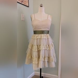 Minuet Green and Cream lacy party dress